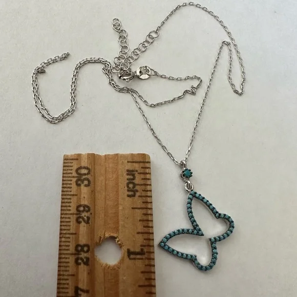 925 Silver turquoise butterfly necklace - Picture 4 of 4